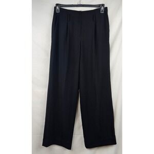 Jones New York Womens Black Wide Leg Ribbed Trousers Size 10 Preppy Career